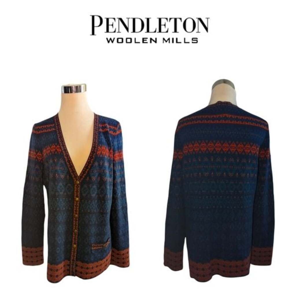 Vintage Pendleton Woolen Mills Geometric  Cardigan Woman's Sweater Large P